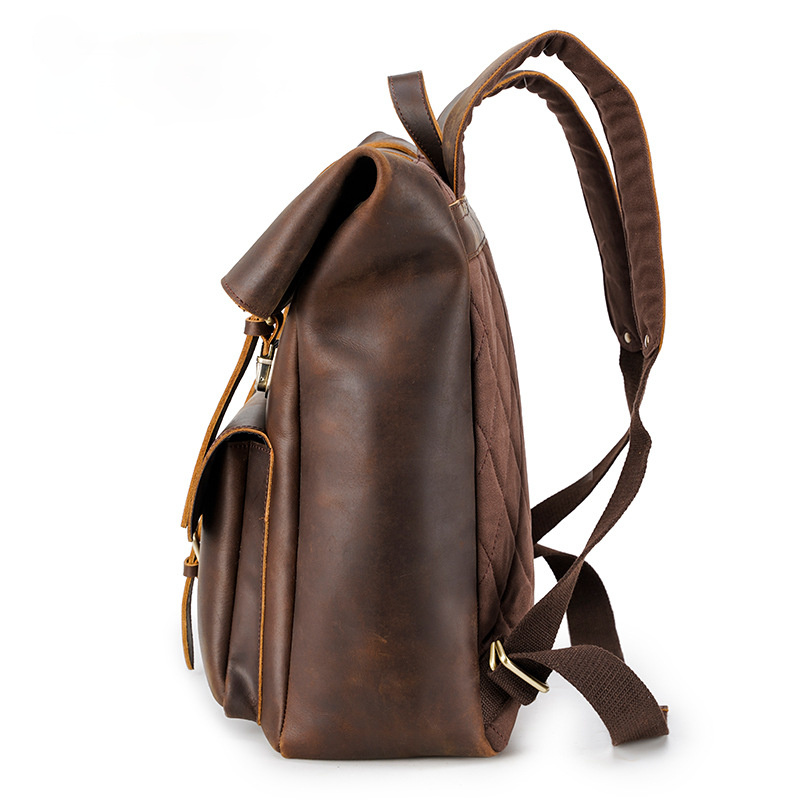 Vintage Large Storage 17" Traveling Backpack C3771-Leatehr Backpack-Dark Brown-Free Shipping Leatheretro