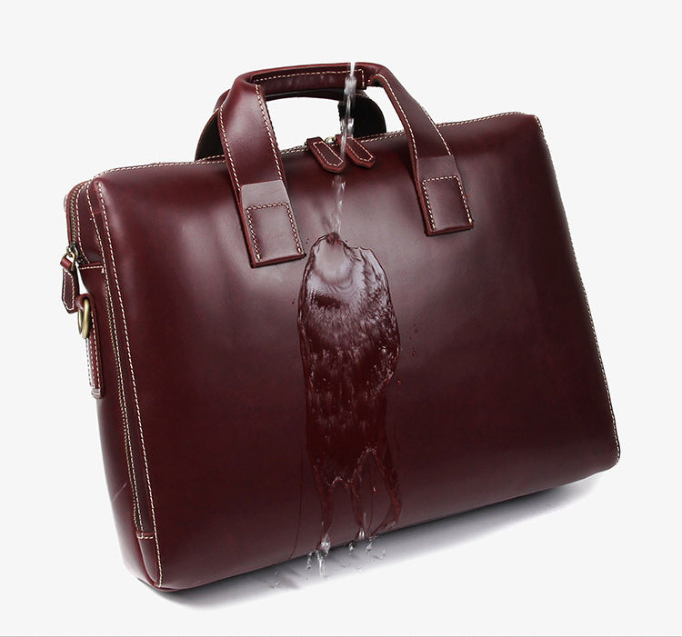 Vintage Genuine Leather Business Briefcase 7167-Briefcases-Wine Red-Free Shipping Leatheretro