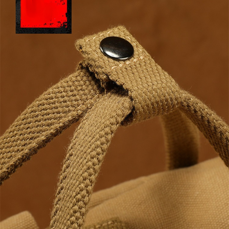 Vintage Large Storage Canvas Handle Backpacks 2006-Khaki-Free Shipping Leatheretro