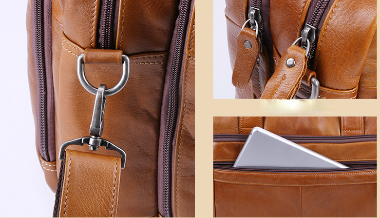 Men's Vintage Leather Briefcase 15.6" laptop J6467-Leather Briefcase-Brwon-Free Shipping Leatheretro