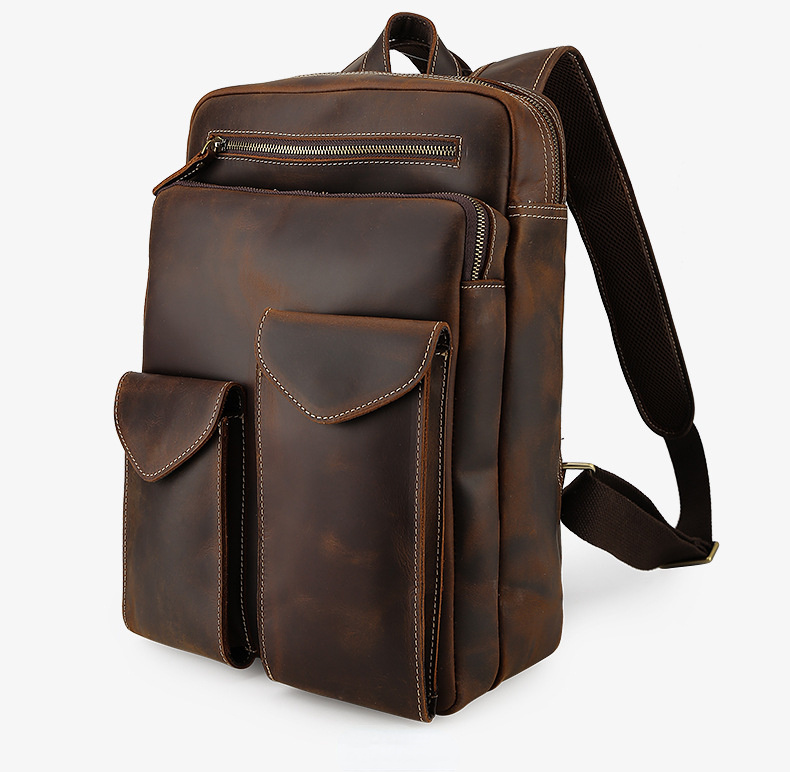 Vintage Luxury Large Storage Leather Backpacks-Leather Backpack-Dark Brown-Free Shipping Leatheretro