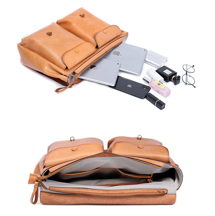 Vintage Large Storage 15.6" Leather Business Bag for Women 8781-Briefcases-Black-Free Shipping Leatheretro