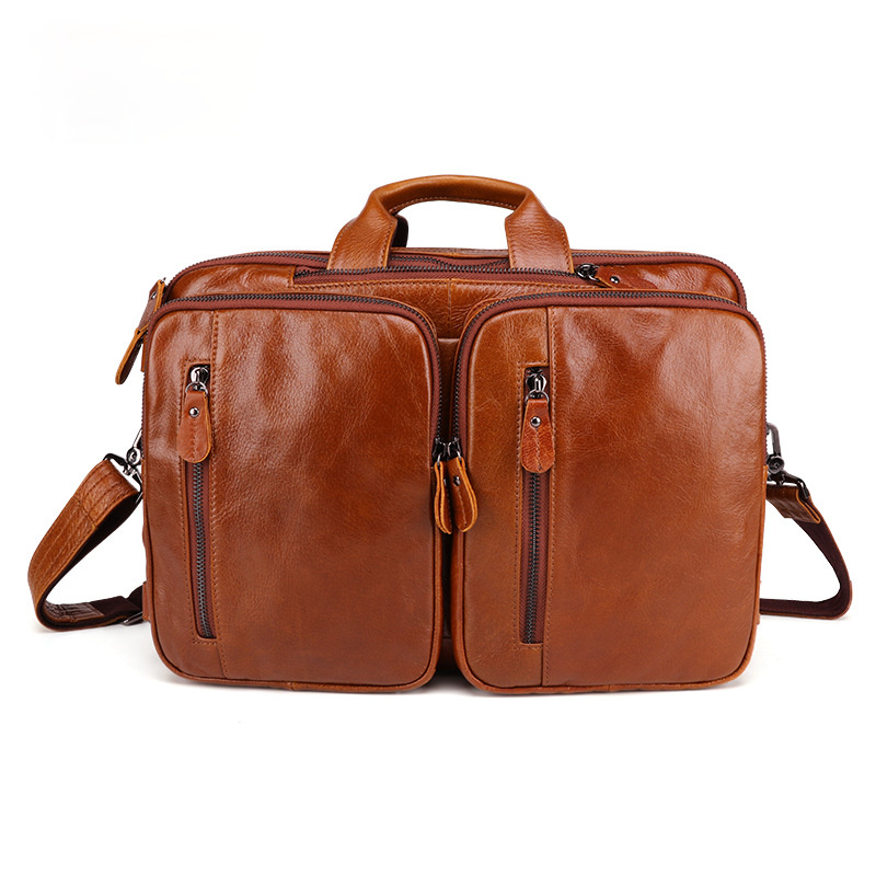 Vintage Men Multi Functional Backpack&business Briefcase J6332-Leather Backpack-Dark Brown-Free Shipping Leatheretro