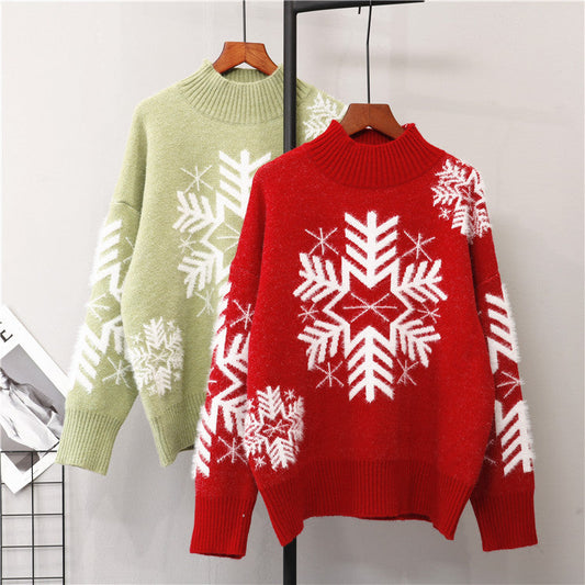 Merry Christmas Knitted Women Sweaters-Shirts & Tops-Red-One Size-Free Shipping Leatheretro