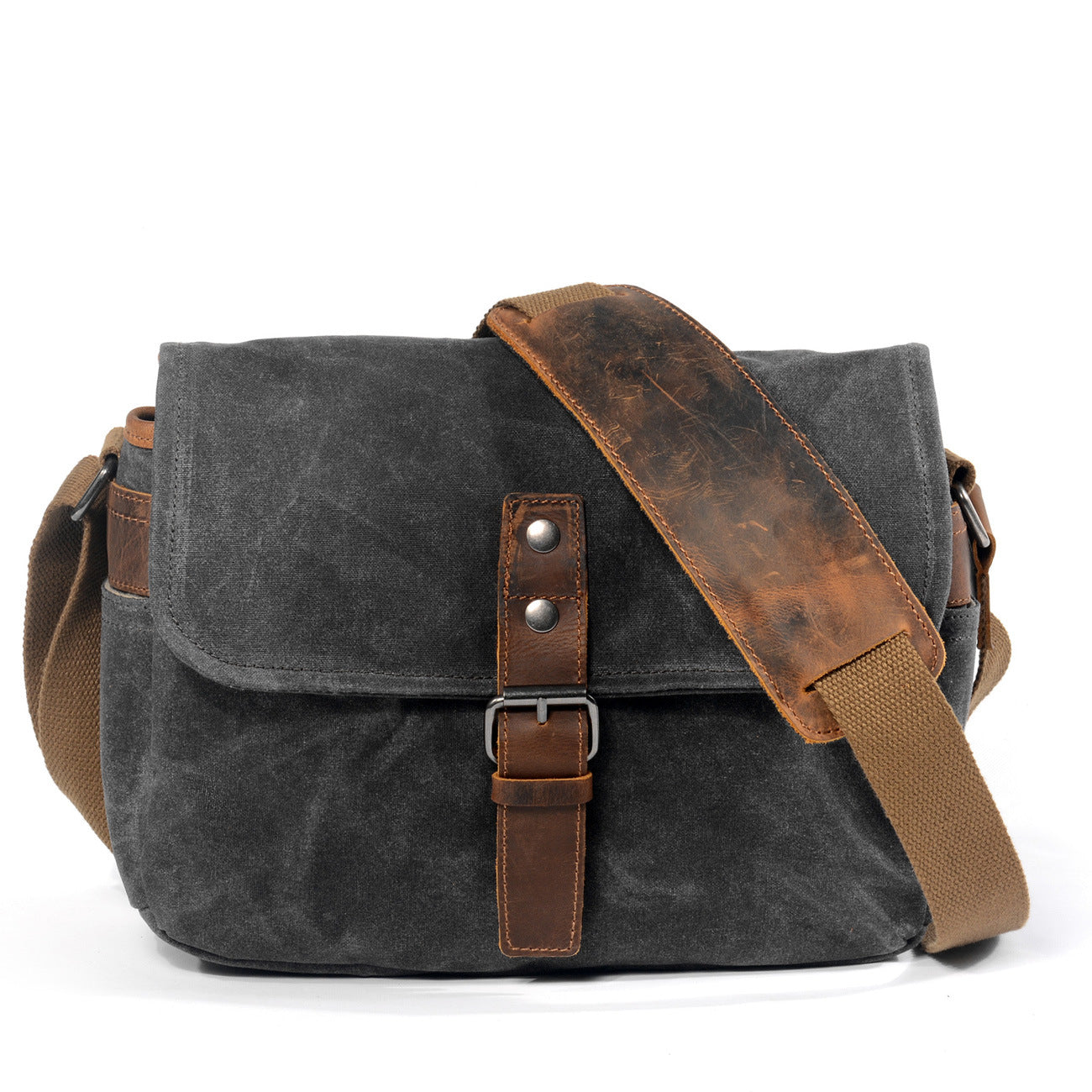 Retro Camera Waxed Canvas Shoulder Bags-Canvas Bag for Camera-Dark Gray-Free Shipping Leatheretro