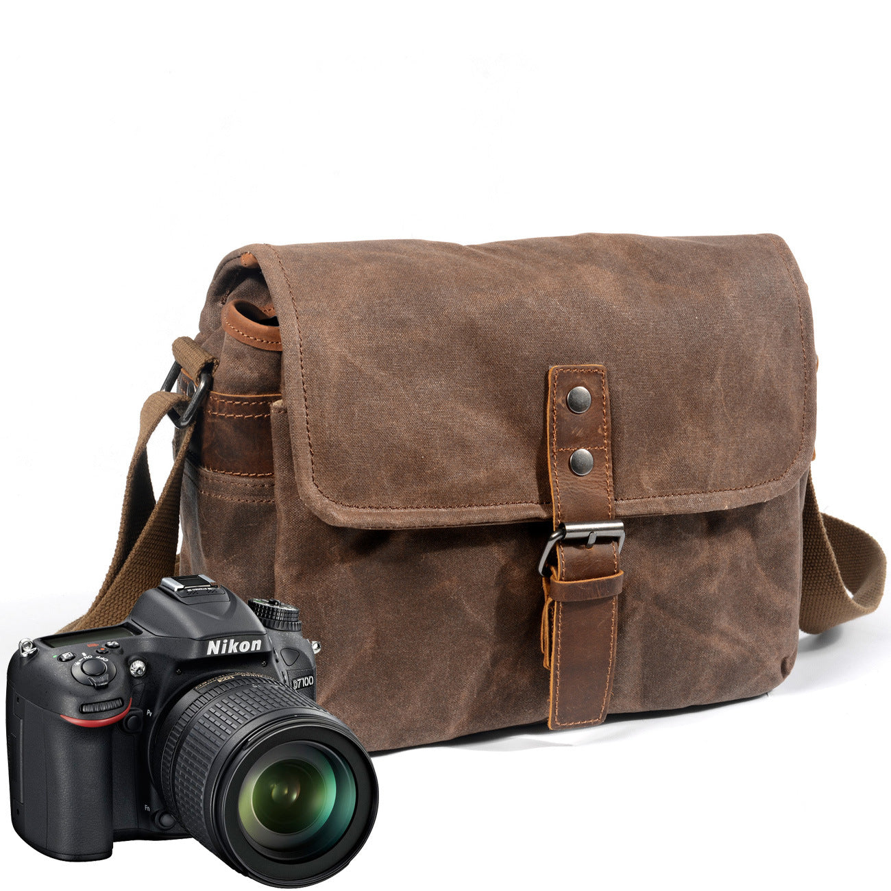 Retro Camera Waxed Canvas Shoulder Bags-Canvas Bag for Camera-Dark Gray-Free Shipping Leatheretro