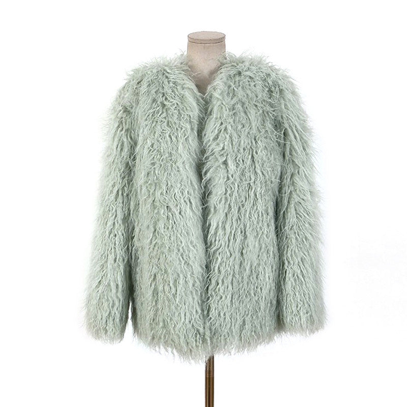 Winter Warm Artificial Fur Casual Overcoat for Women-Outerwear-White-S-Free Shipping Leatheretro