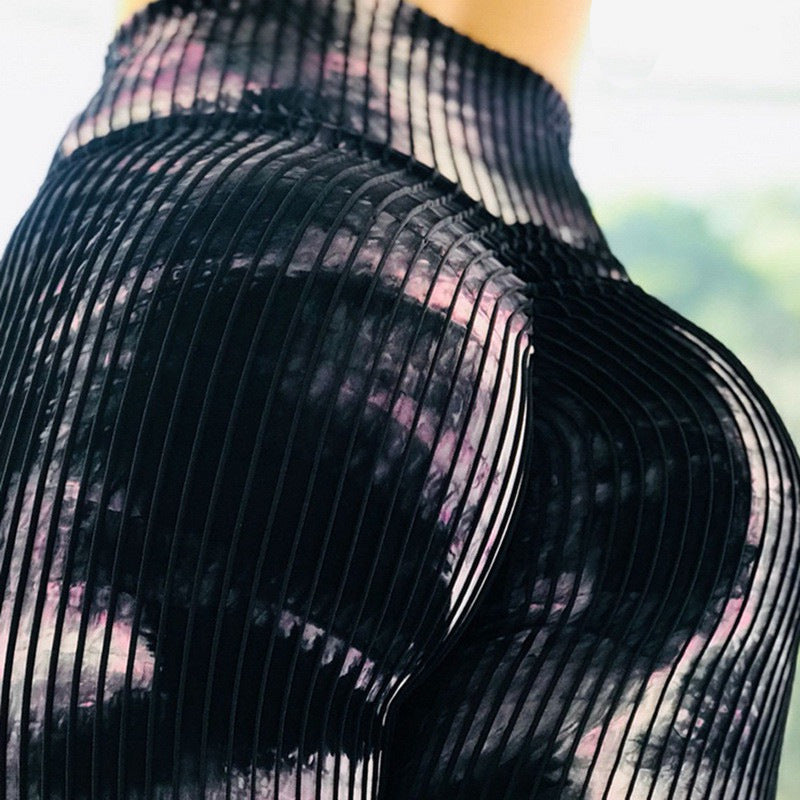 Sexy Abstract Striped High Waist Yoga Leggings-Leggings-Purple-S-Free Shipping Leatheretro
