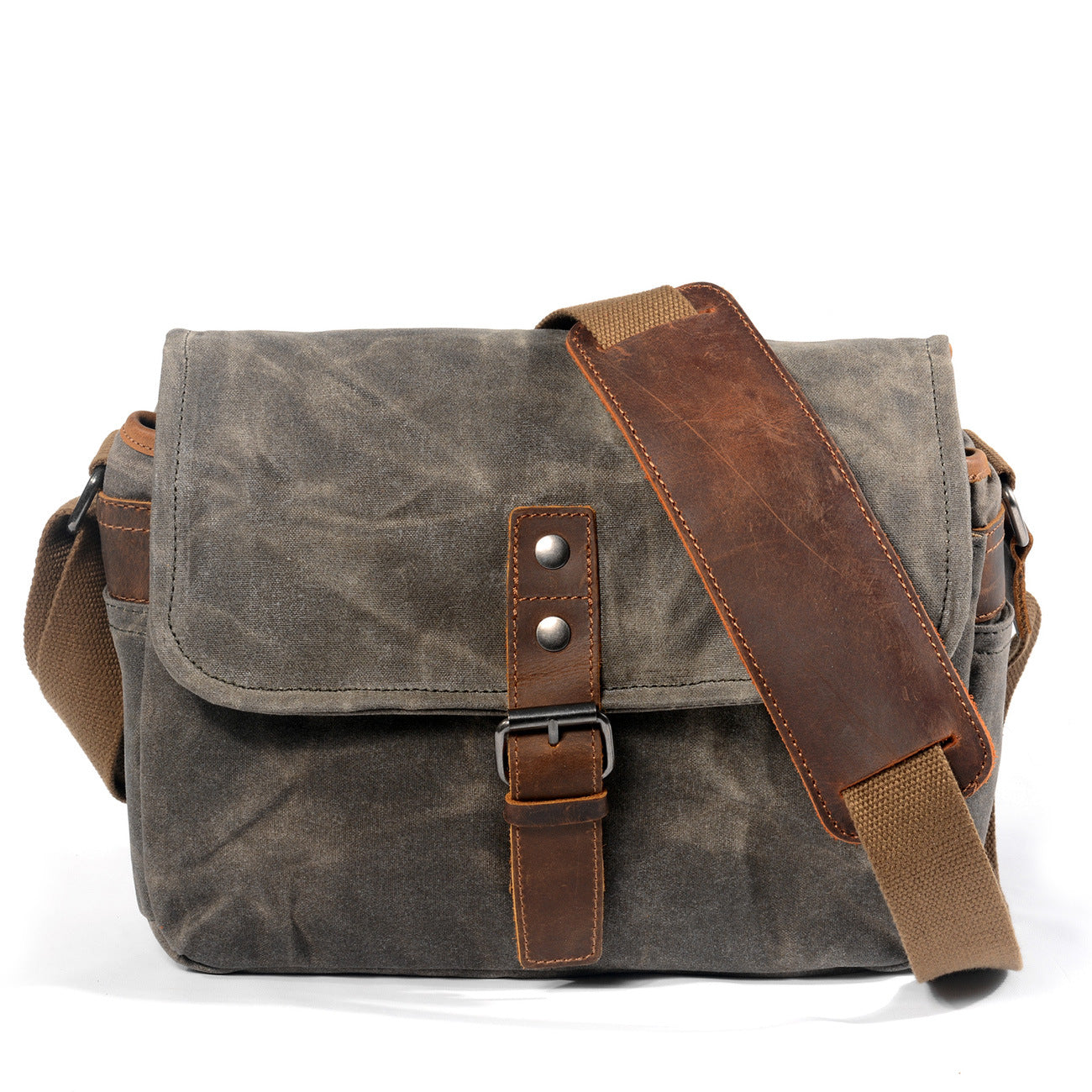 Retro Camera Waxed Canvas Shoulder Bags-Canvas Bag for Camera-Dark Gray-Free Shipping Leatheretro