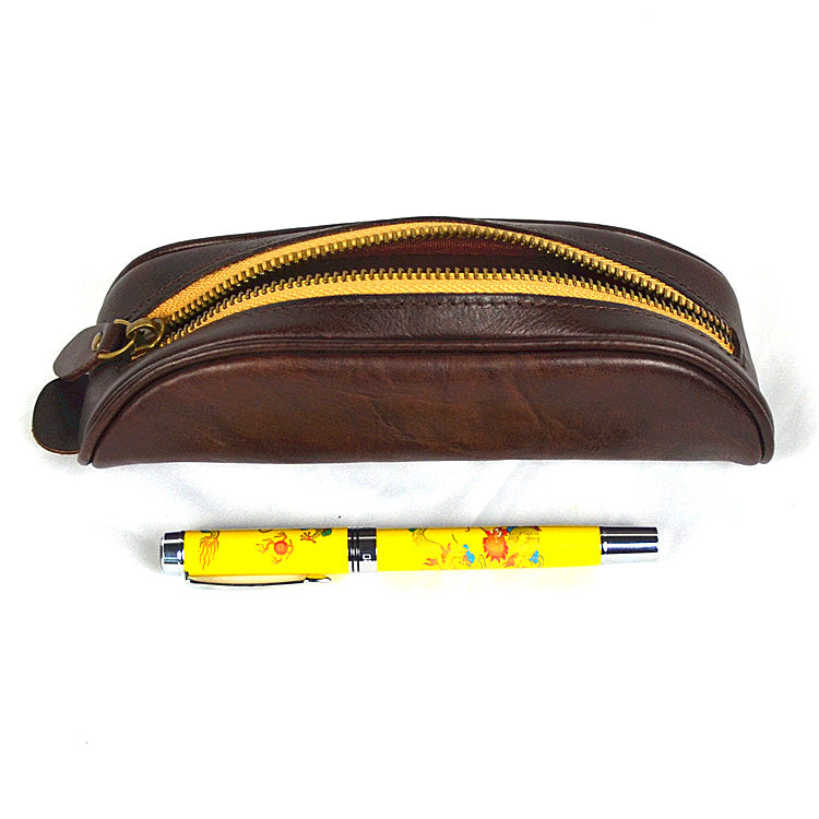 Vegetable Tanning Vintage Mini Pen Cases 11009-Yellow-Free Shipping Leatheretro