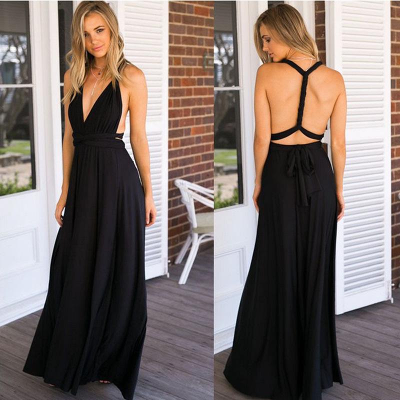 Sexy Black Cross Back Evening Party Dresses-Sexy Dresses-Black-S-Free Shipping Leatheretro