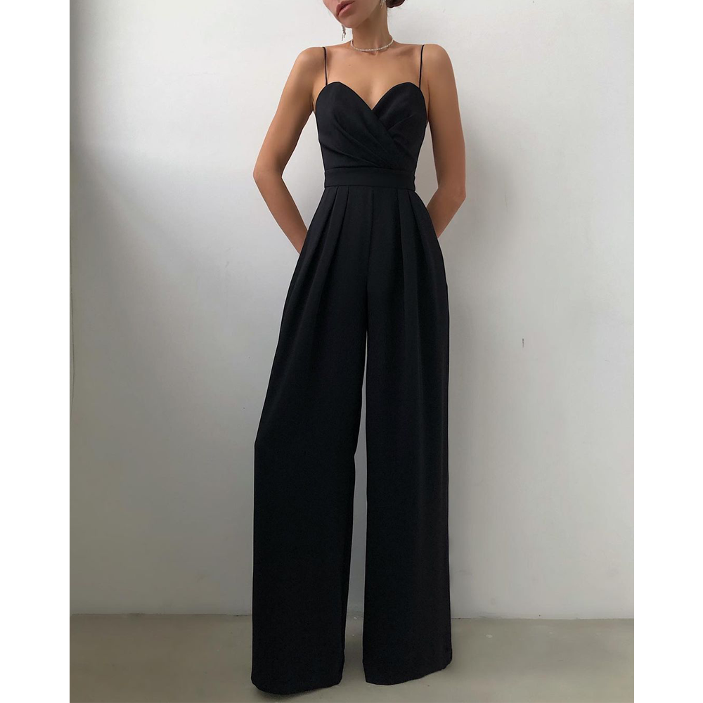 Sexy Slim Waist Loose Jumpsuits-Black-S-Free Shipping Leatheretro