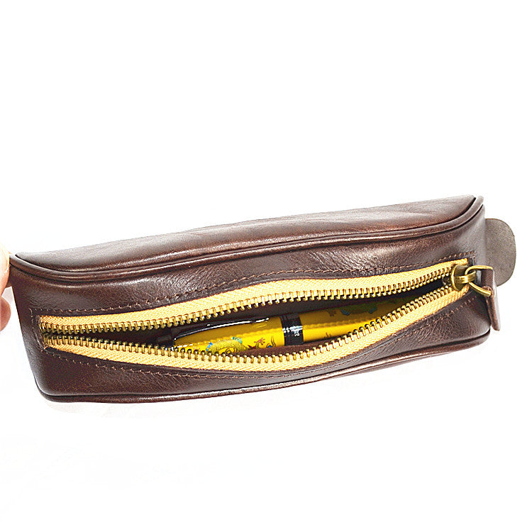 Vegetable Tanning Vintage Mini Pen Cases 11009-Yellow-Free Shipping Leatheretro