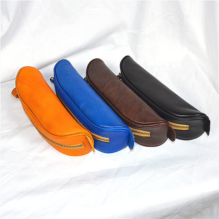 Vegetable Tanning Vintage Mini Pen Cases 11009-Yellow-Free Shipping Leatheretro