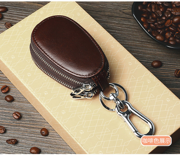 Vintage Leather Double Zipper Key Case 9006-Leatehr Key Cases-Coffee-Free Shipping Leatheretro