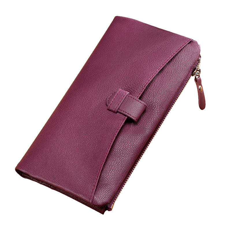 Large Storage Leather Double Long Wallets for Women 3482-Handbags, Wallets & Cases-Purple-Free Shipping Leatheretro