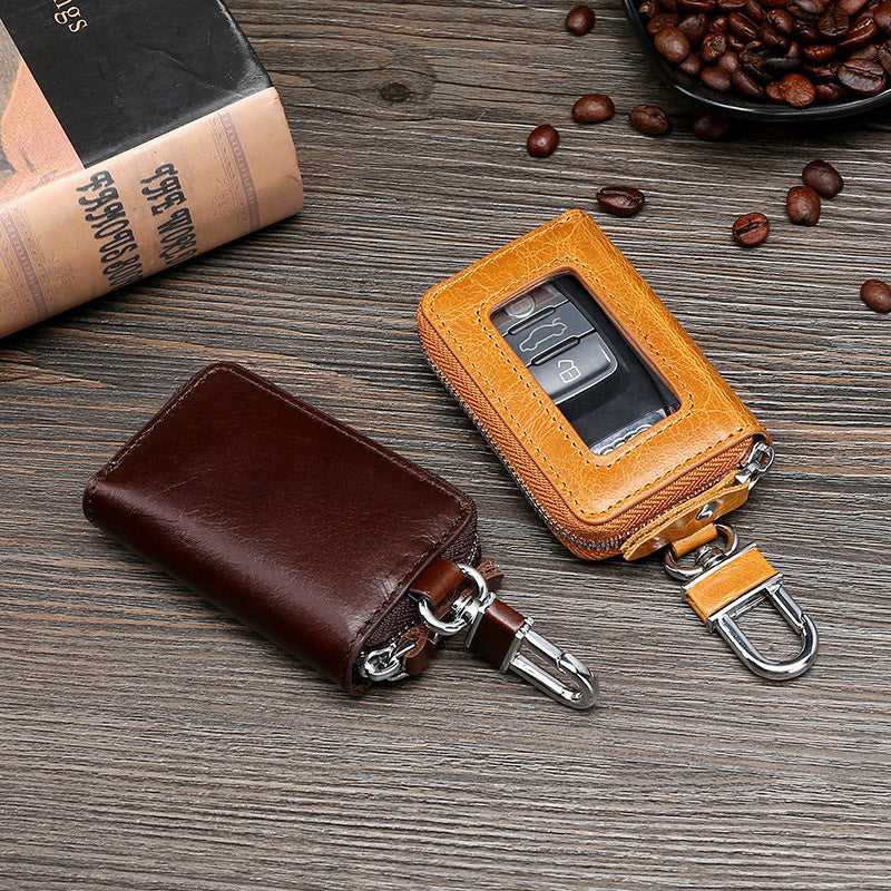 Vintage Cowhide Leather Car Key Cases 9007-Leather Key Case for Car-Coffee-Free Shipping Leatheretro