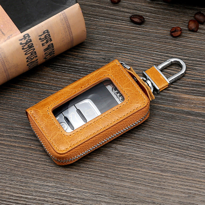 Vintage Cowhide Leather Car Key Cases 9007-Leather Key Case for Car-Coffee-Free Shipping Leatheretro