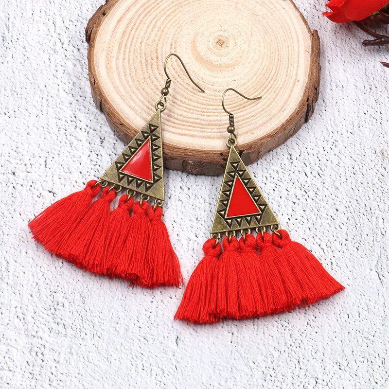 Ethnic Fashion Tassels Drop Earrings for Women-Earrings-Yellow-Free Shipping Leatheretro