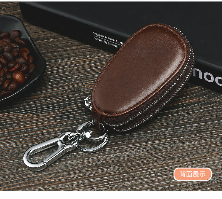 Vintage Leather Double Zipper Key Case 9006-Leatehr Key Cases-Coffee-Free Shipping Leatheretro