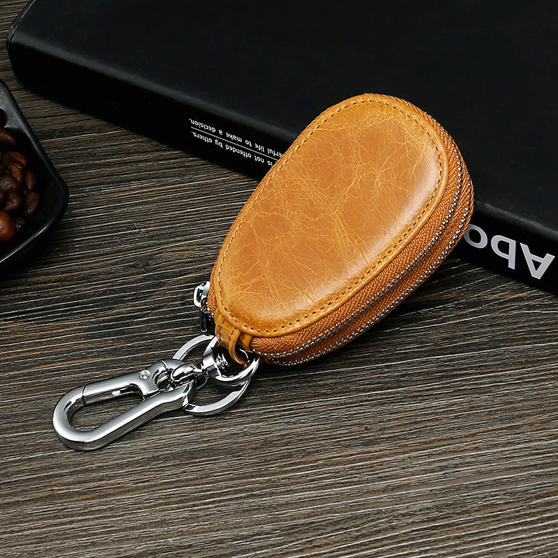Vintage Leather Double Zipper Key Case 9006-Leatehr Key Cases-Brown-Free Shipping Leatheretro