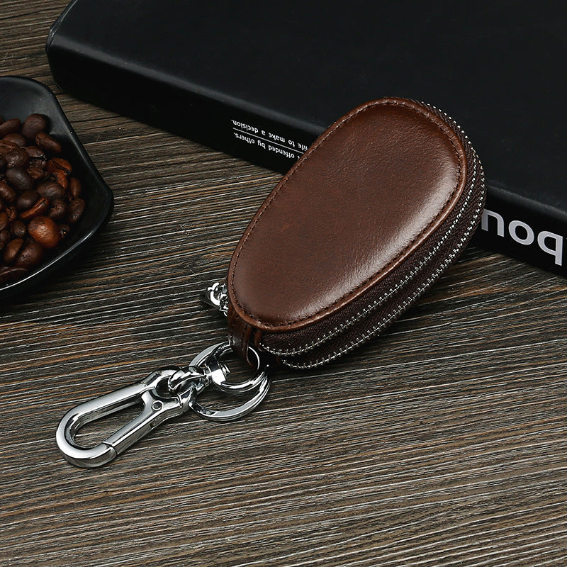 Vintage Leather Double Zipper Key Case 9006-Leatehr Key Cases-Coffee-Free Shipping Leatheretro