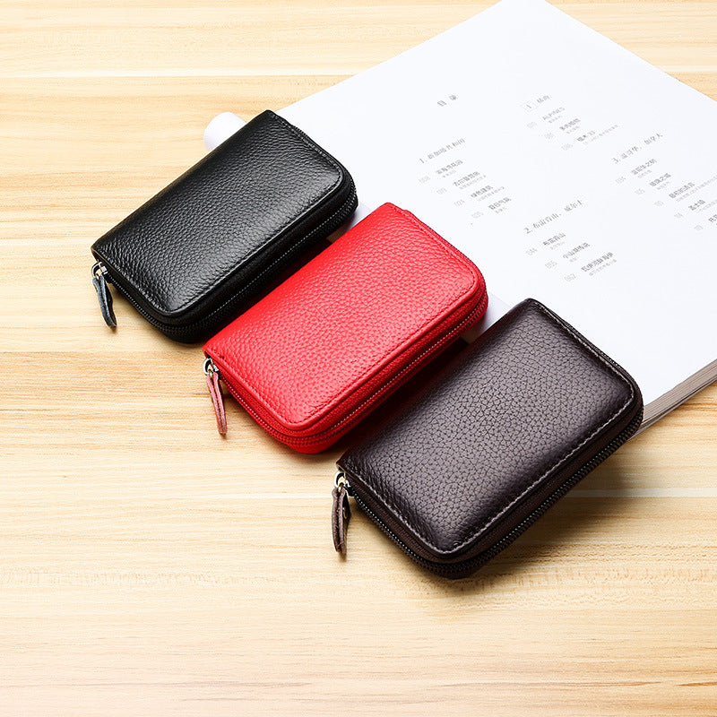 Fashion Cowhide Leather RFID Card Holder Case 8289-Leather Card Cases-Red-Free Shipping Leatheretro