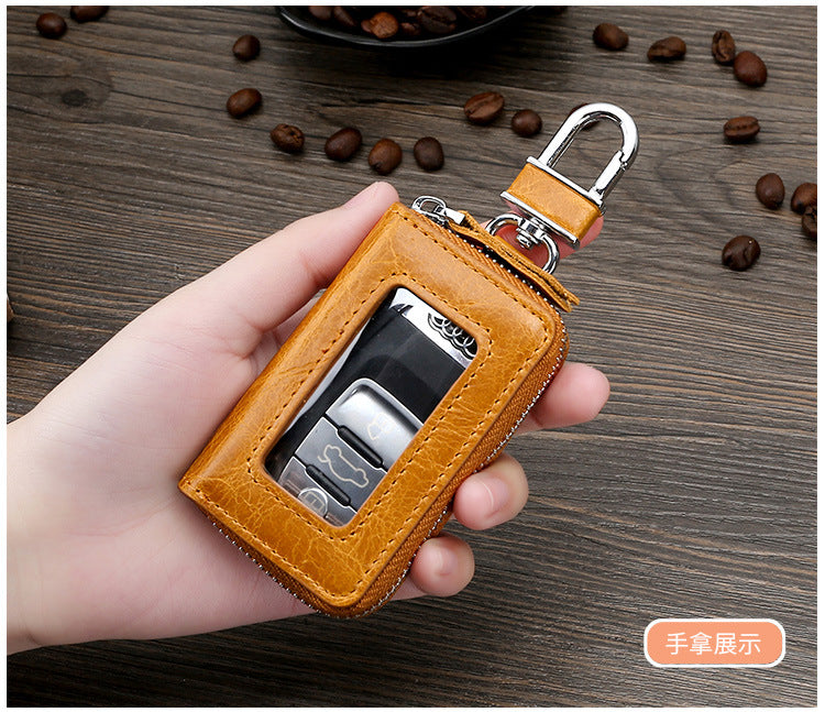 Vintage Cowhide Leather Car Key Cases 9007-Leather Key Case for Car-Coffee-Free Shipping Leatheretro