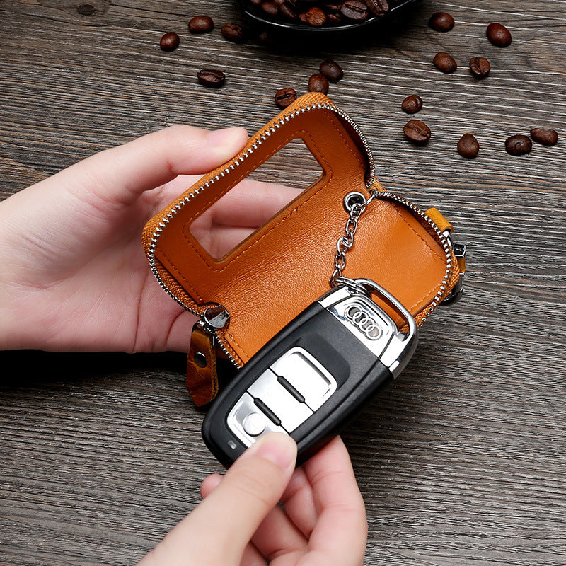 Vintage Cowhide Leather Car Key Cases 9007-Leather Key Case for Car-Coffee-Free Shipping Leatheretro