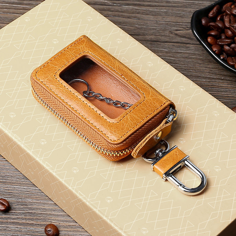 Vintage Cowhide Leather Car Key Cases 9007-Leather Key Case for Car-Coffee-Free Shipping Leatheretro