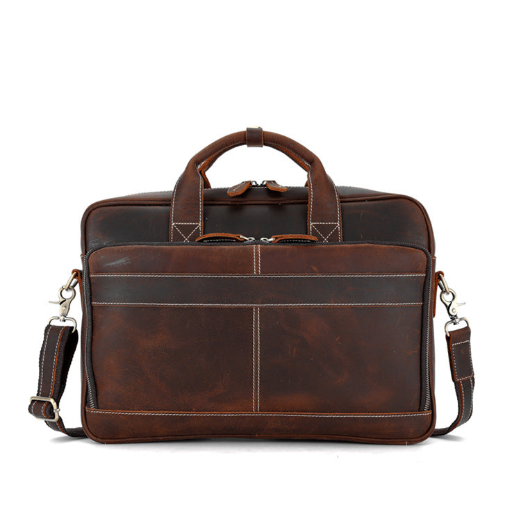 Men's Leather Business Laptop Bags S8903-Leather Briefcases-Dark Brown-Free Shipping Leatheretro
