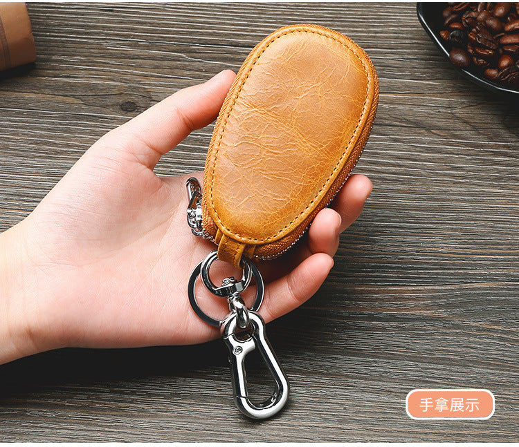 Vintage Leather Double Zipper Key Case 9006-Leatehr Key Cases-Coffee-Free Shipping Leatheretro
