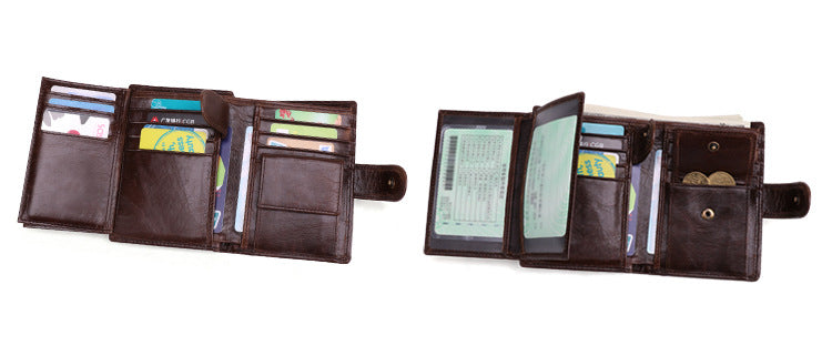 Retro Handmade Leather Large Storage Wallet J2063-Leather Wallets-Coffee-Free Shipping Leatheretro