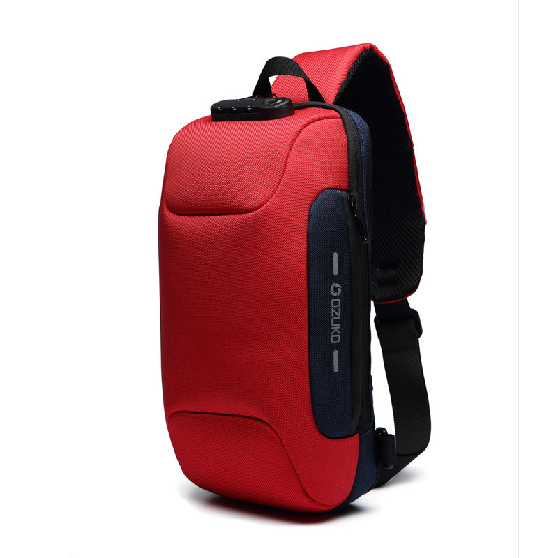 Oxford Fabric Tactical Crossbody Chest Bag for Men 9223-Bicycle Bags & Panniers-Red-Free Shipping Leatheretro