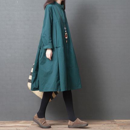 Fashion Plus Size Midi Shirts Cozy Dresses-Cozy Dresses-Green-M-Free Shipping Leatheretro