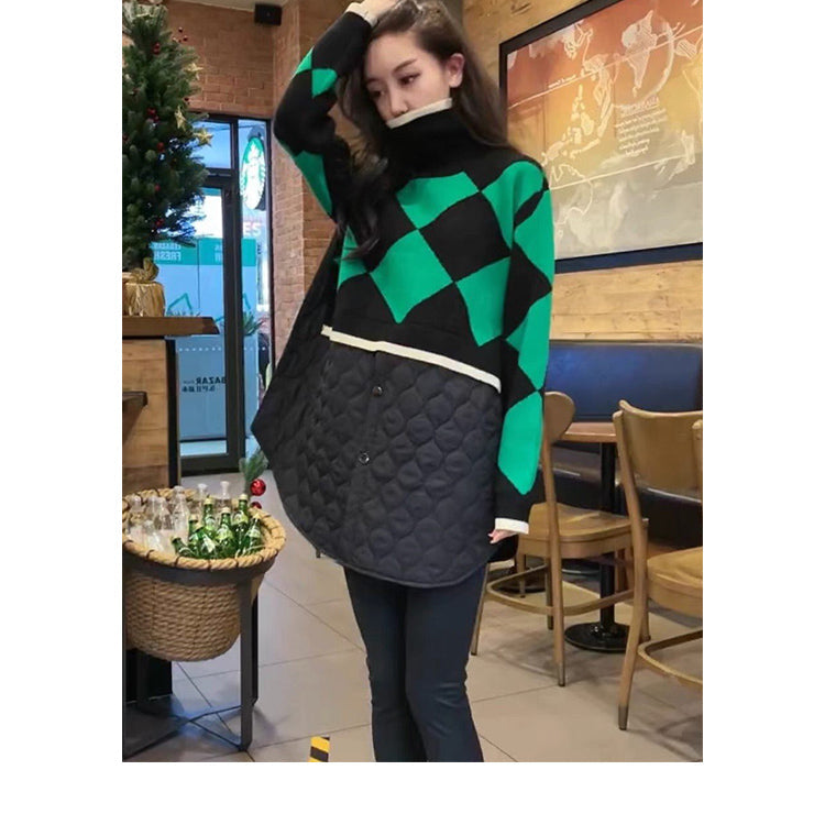 Women High Neck Winter Pullover Coat Sweaters-Shirts & Tops-Green-One Size(40-65kg)-Free Shipping Leatheretro
