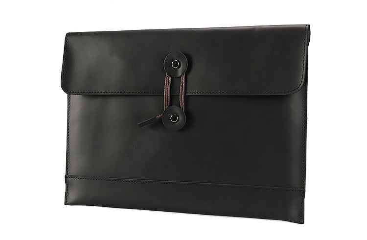 Vintage Envelope 13" Leather Portfolio Laptop Bag-Leather Case for Laptop-Black-Free Shipping Leatheretro