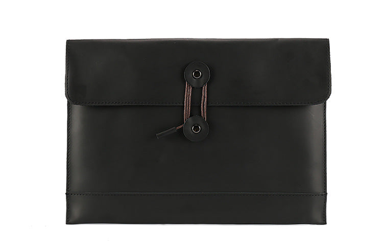 Vintage Envelope 13" Leather Portfolio Laptop Bag-Leather Case for Laptop-Black-Free Shipping Leatheretro