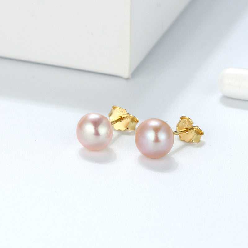 Fresh Water Pearl Sterling Silver Studs for Women-A-Free Shipping Leatheretro