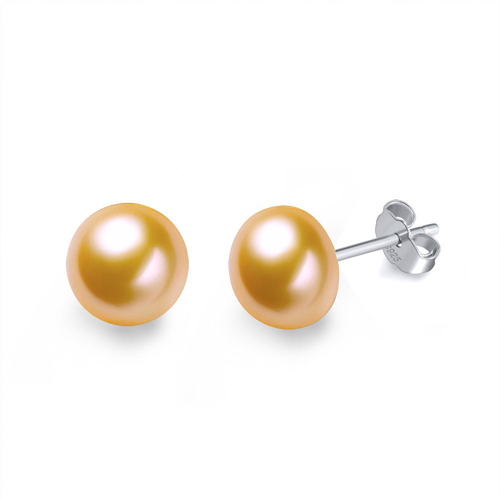 Fresh Water Pearl Sterling Silver Studs for Women-A-Free Shipping Leatheretro