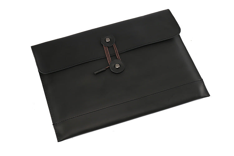 Vintage Envelope 13" Leather Portfolio Laptop Bag-Leather Case for Laptop-Black-Free Shipping Leatheretro
