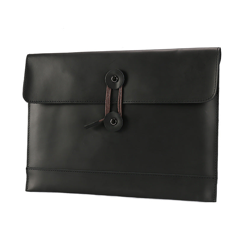 Vintage Envelope 13" Leather Portfolio Laptop Bag-Leather Case for Laptop-Black-Free Shipping Leatheretro
