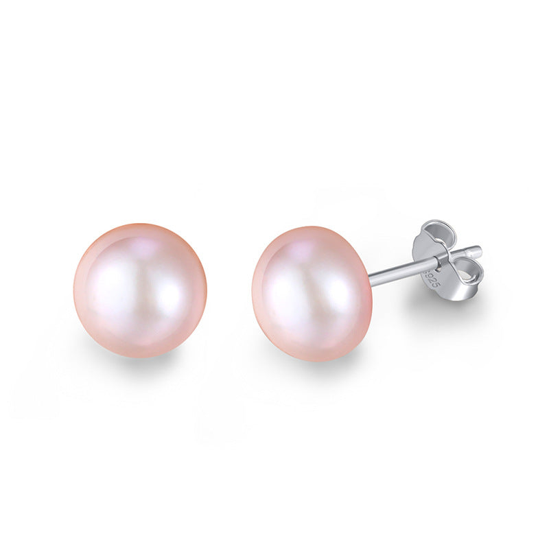 Fresh Water Pearl Sterling Silver Studs for Women-B-Free Shipping Leatheretro