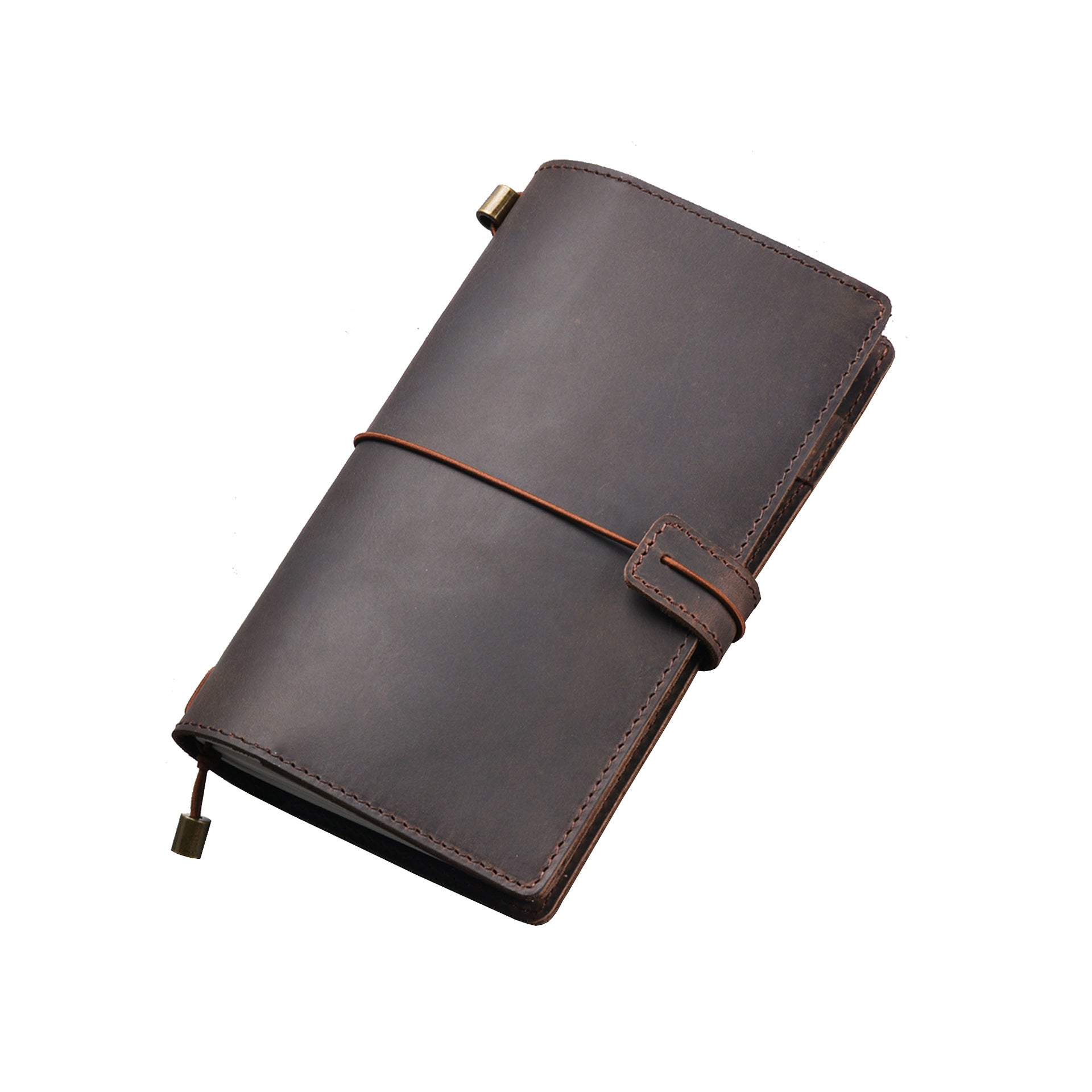 Vintage Handmade Leather Replaceable Loose Leaf Diary Book D586-Notebooks & Notepads-Coffee-Free Shipping Leatheretro