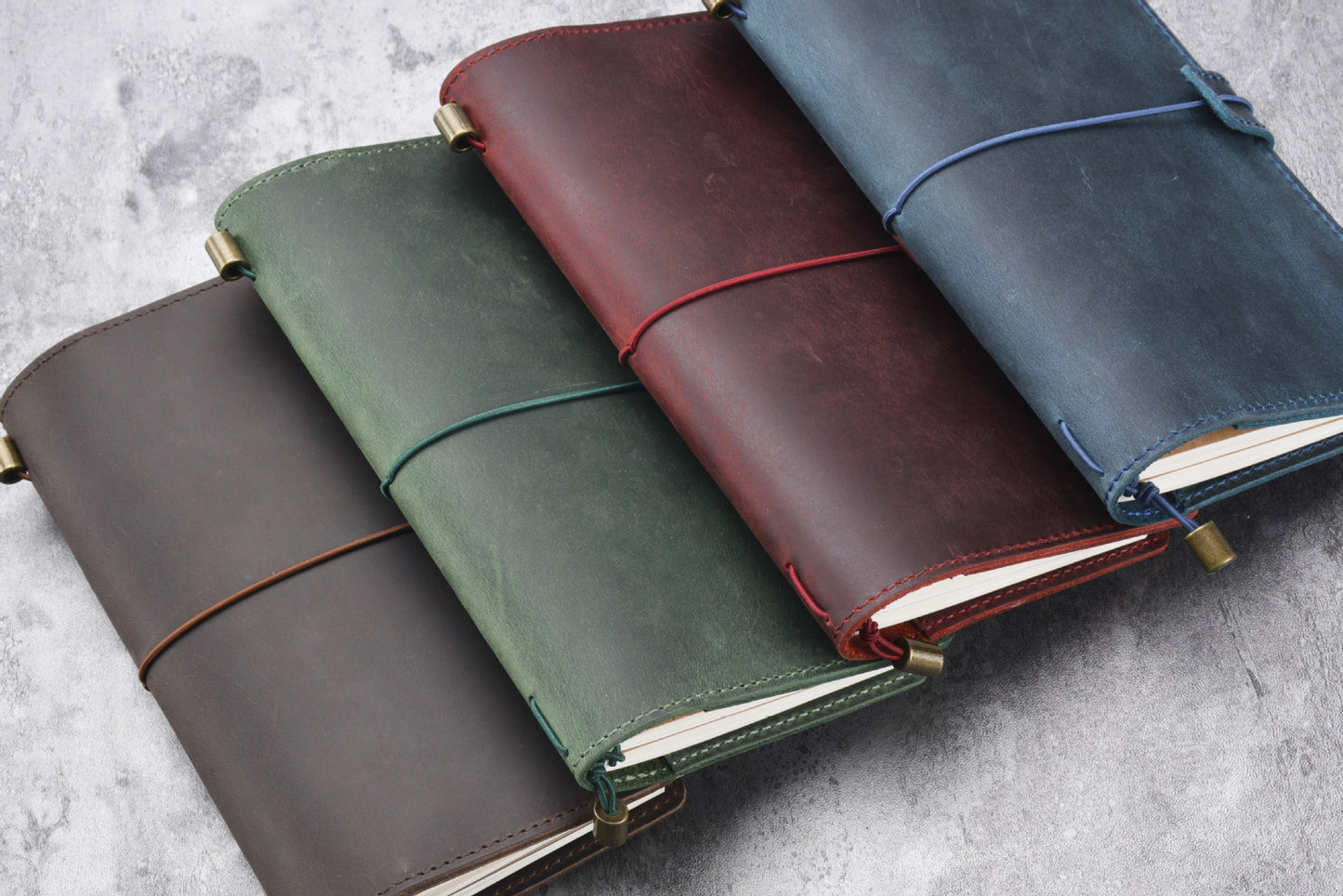 Vintage Handmade Leather Replaceable Loose Leaf Diary Book D586-Notebooks & Notepads-Coffee-Free Shipping Leatheretro