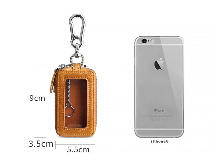 Vintage Cowhide Double Zipper Leather Car Key Cases 9009-Brown-Free Shipping Leatheretro