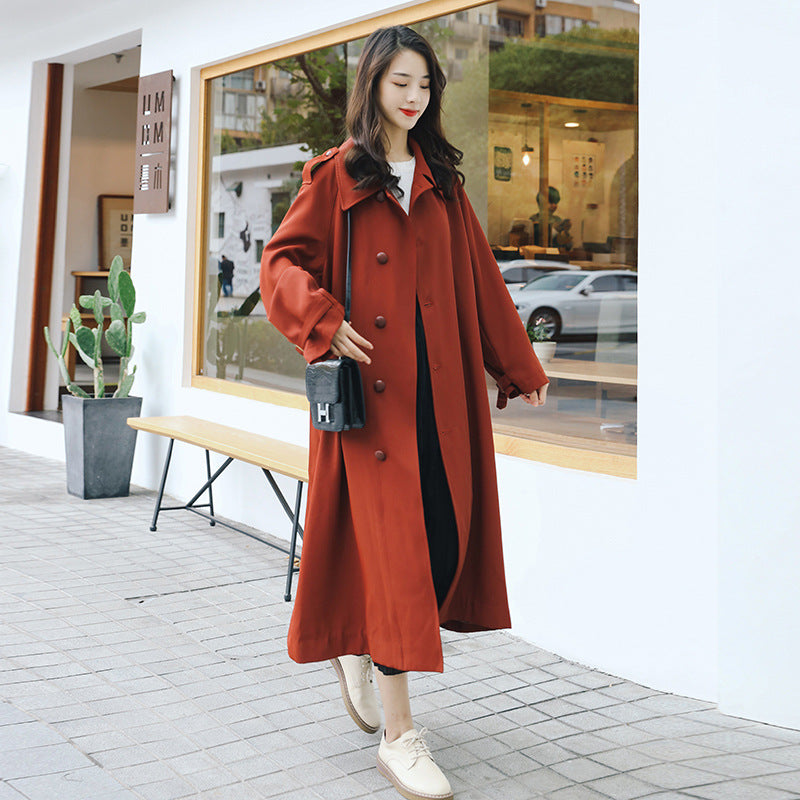 Vintage Long Fall Overcoat for Women-Outerwear-Red-S-Free Shipping Leatheretro