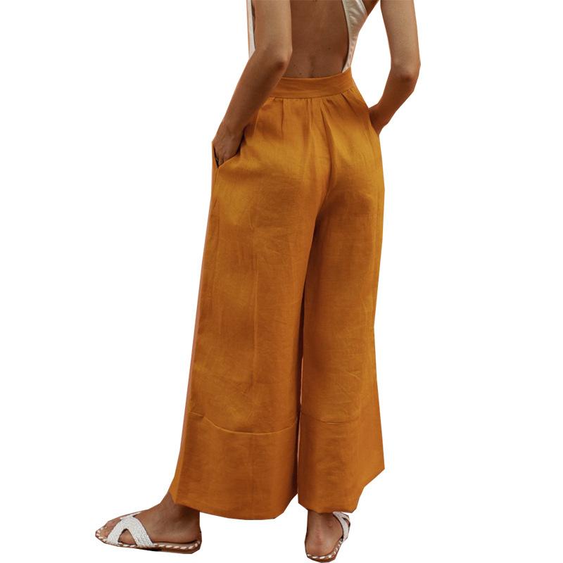 Women Linen Loose Casual Pants-Women Bottoms-White-S-Free Shipping Leatheretro