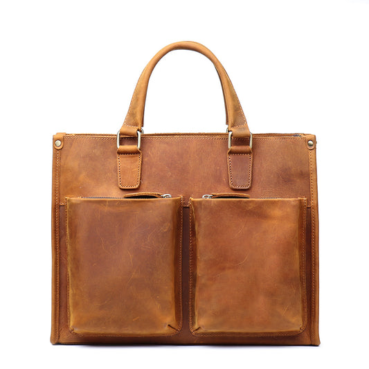 Retro Handmade Leather Briefcase Laptop Bag L9054-Leather Briefcase-Brown-Free Shipping Leatheretro
