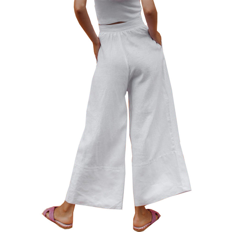 Casual Linen Loose Pants/trousers for Women-Pants-White-S-Free Shipping Leatheretro